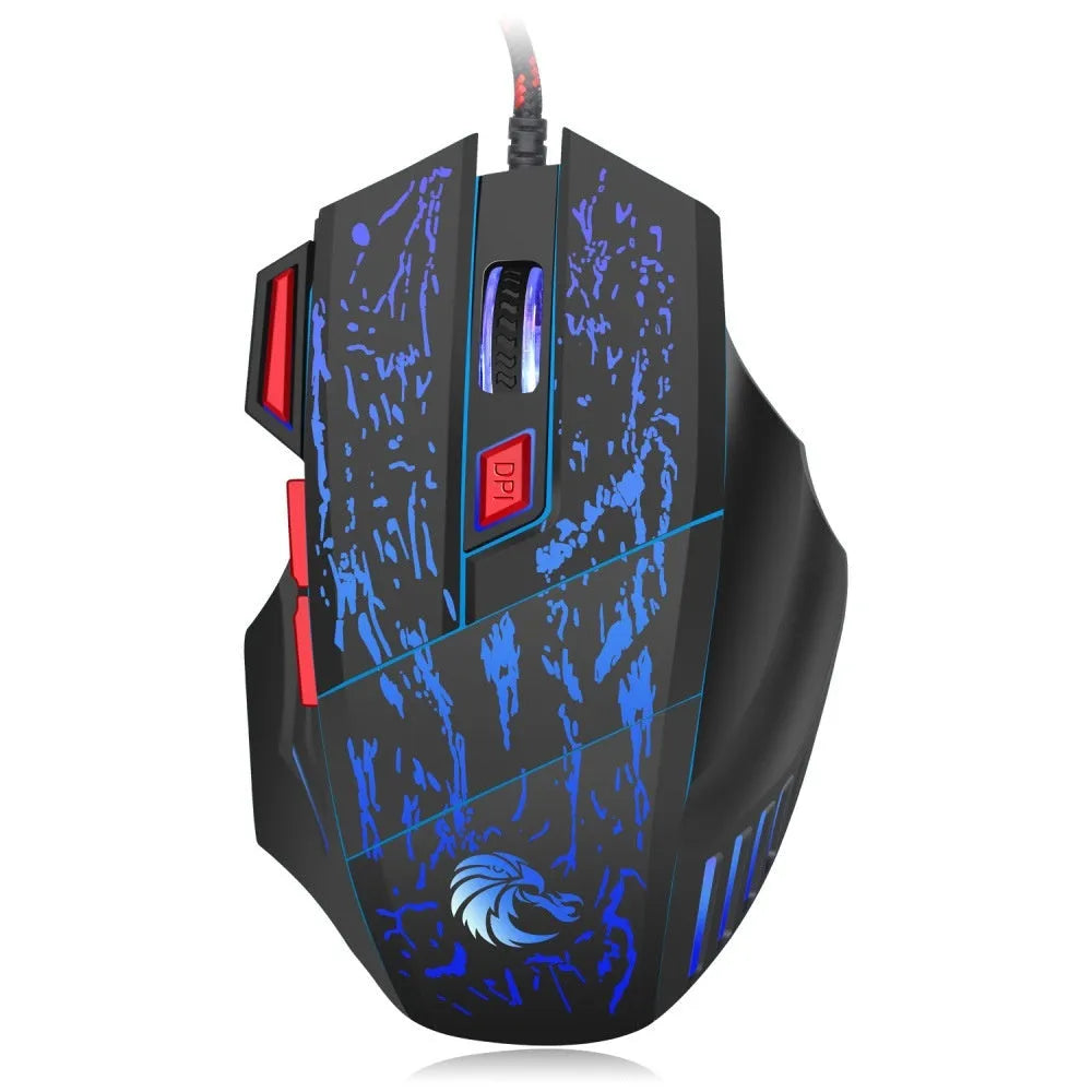 H300BK coloured wired gaming mouse with USB cable on desktop
