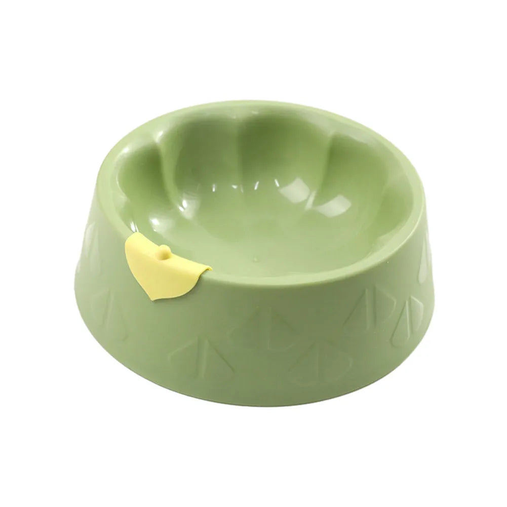 Plastic double pet bowl with flower design in blue colour showing food and water compartments