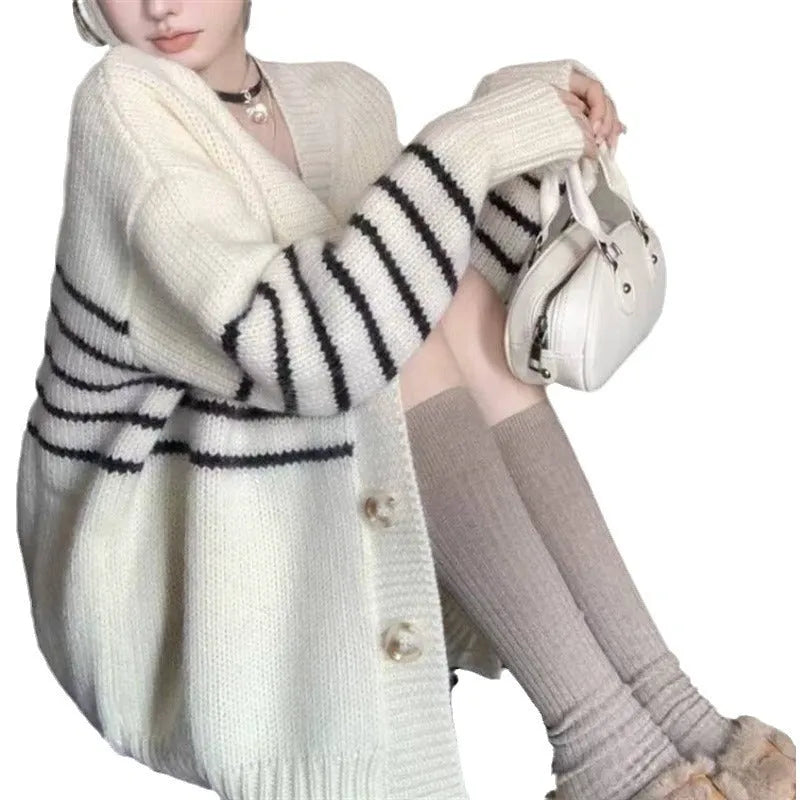 Button-down collar cardigan sweater in pictured colour with 3D pattern effect