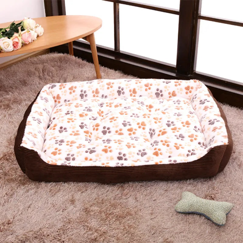 Plush pet bed with raised edges in beige colour, showing soft texture and contained sleeping area for pets