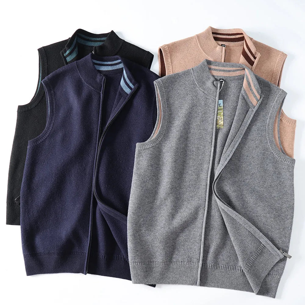 Thickened sleeveless knitted cardigan vest in loose fit women's autumn winter layering