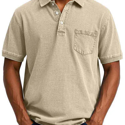 Printed men's loose fit short sleeve shirt in plus sizes with Korean cardigan styling