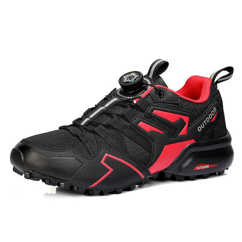 Men's lightweight hiking shoes with elastic band closure in synthetic leather with rubber sole