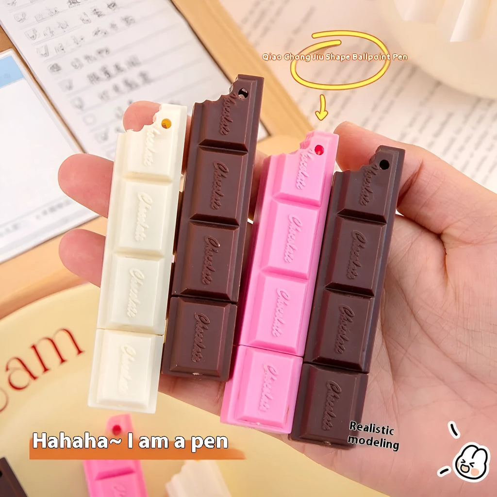 Chocolate cartoon ballpoint pen with 0.5mm tip in pink, beige, or brown refill colour.