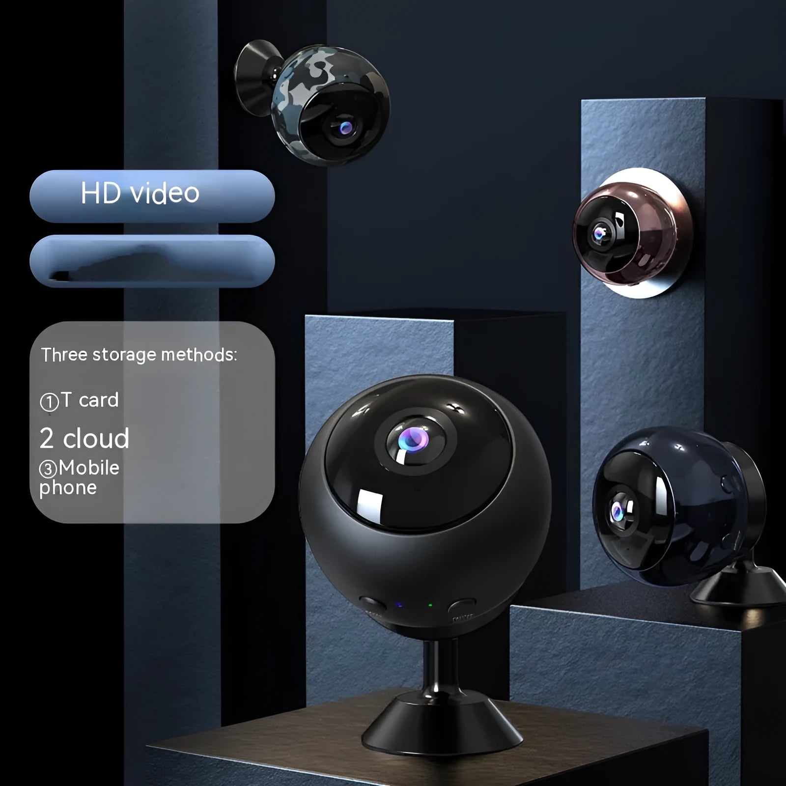 White wireless WIFI security camera with 1080p HD resolution and ABS plastic housing