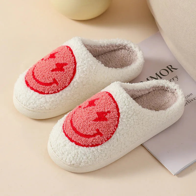 Women's cartoon love style plush slippers with round toe and PVC sole in Big Love pattern