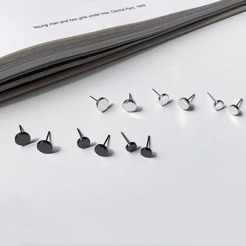 S999 sterling silver flat ear bone studs in silver and black colours, 3mm to 8mm sizes