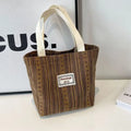 Japanese style corduroy handbag in ivory white, grey or dark brown colours