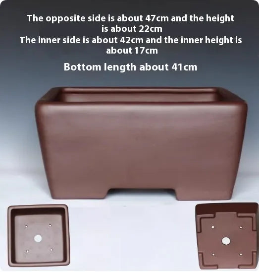 Purple clay square succulent bonsai pot with classical design for plant display