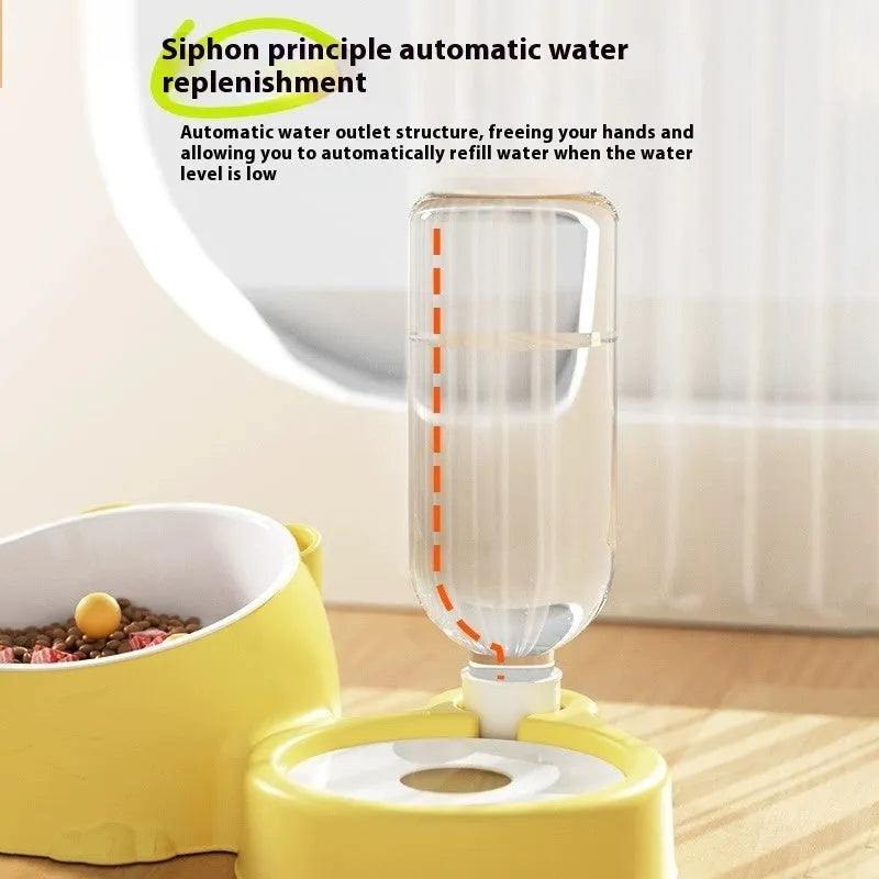 Double bowl automatic drinking pet basin plastic cat feeder ceramic water dispenser haze blue