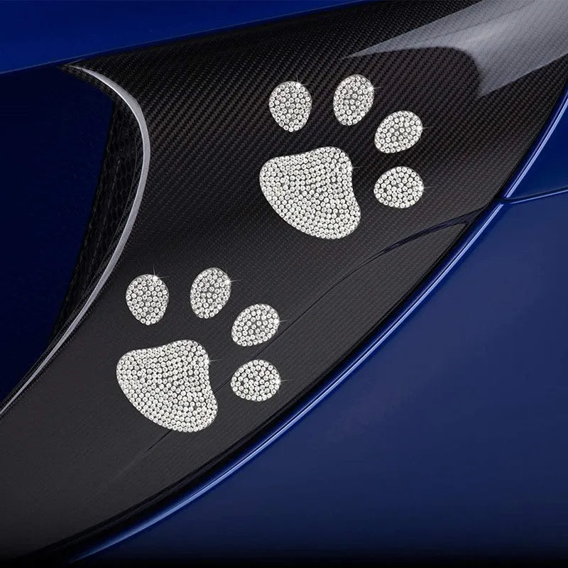 Glass diamond car sticker with butterfly or bear paw design for vehicle decoration