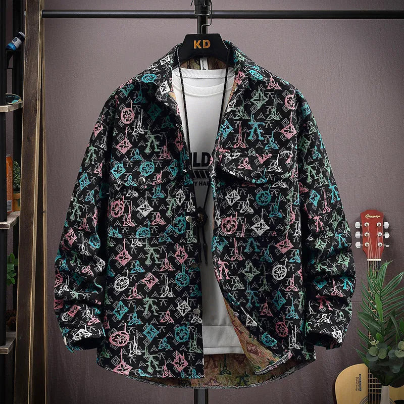 Women's casual lapel shirt coat in a colour option, showing long sleeves and straight hem design.