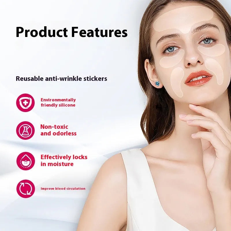 Silicone anti-wrinkle face stickers 5-piece set for facial skincare