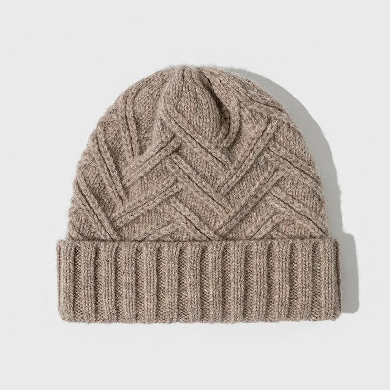Wool women's knitted winter hat with dome crown in six colour options