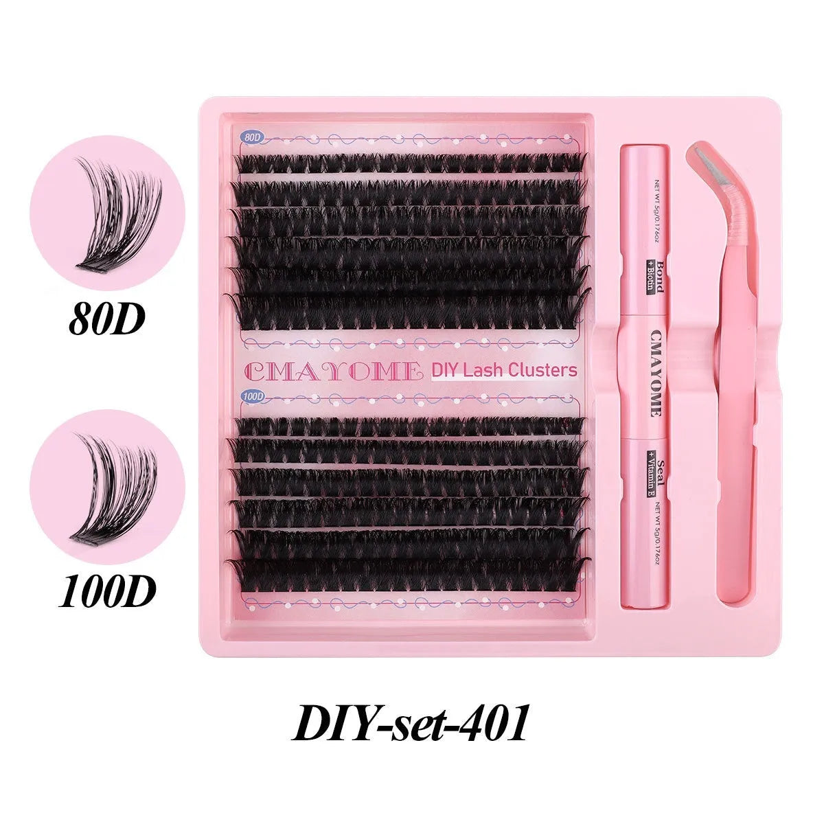 DIY single cluster false eyelashes set for individual application with artificial fibre construction