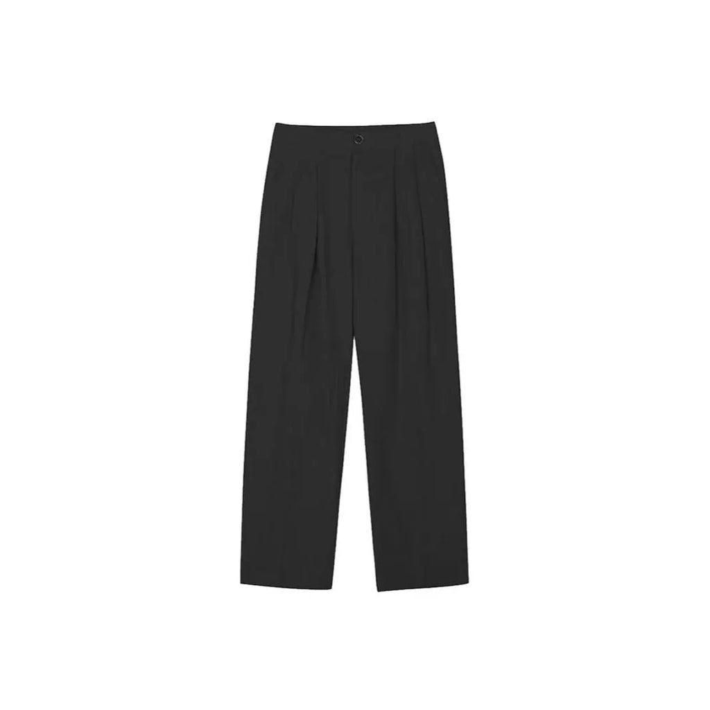 Men's apricot wide-leg cotton linen trousers with micro-elastic waist and pencil leg opening