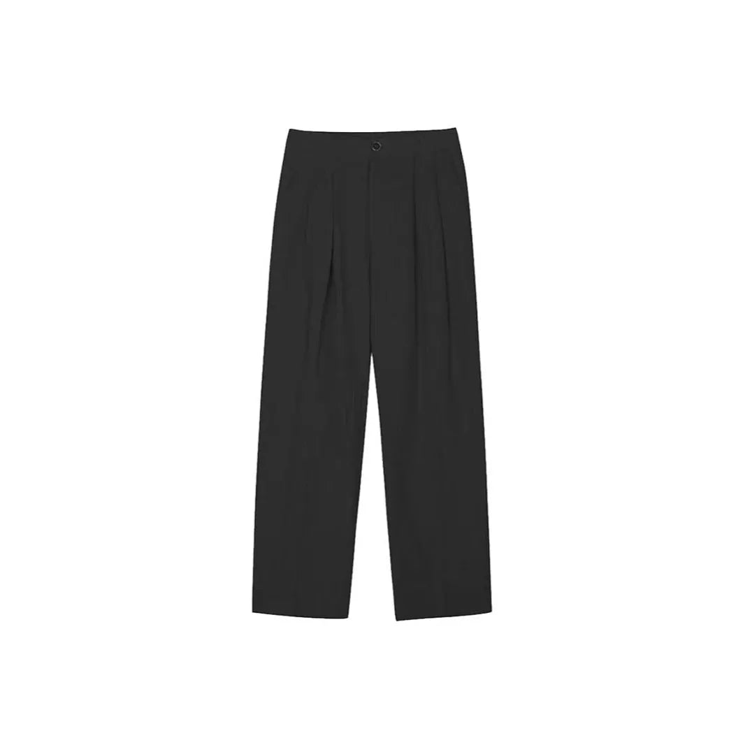 Men's apricot wide-leg cotton linen trousers with micro-elastic waist and pencil leg opening