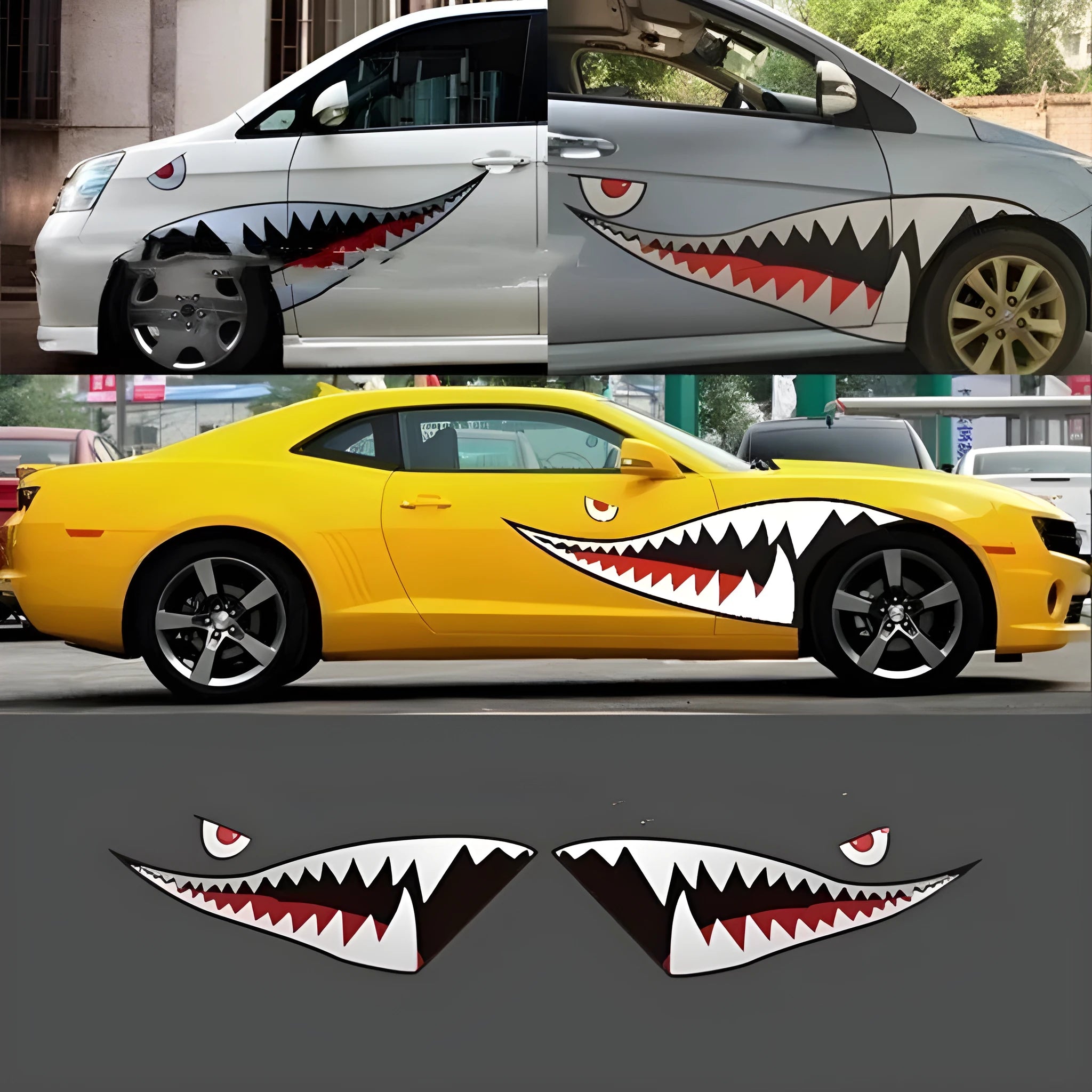 Large Shark series PVC decal sticker for car door, showing Model A and Model B design options.