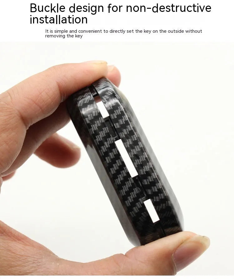 Fiat 500 replacement key case with carbon fibre texture in black, blue, or red