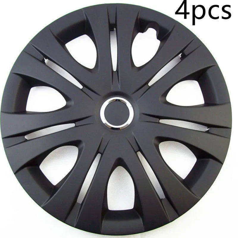 Universal ABS plastic wheel hub cover in monochrome silver, black, or electroplating finish for 13-16 inch car wheels.