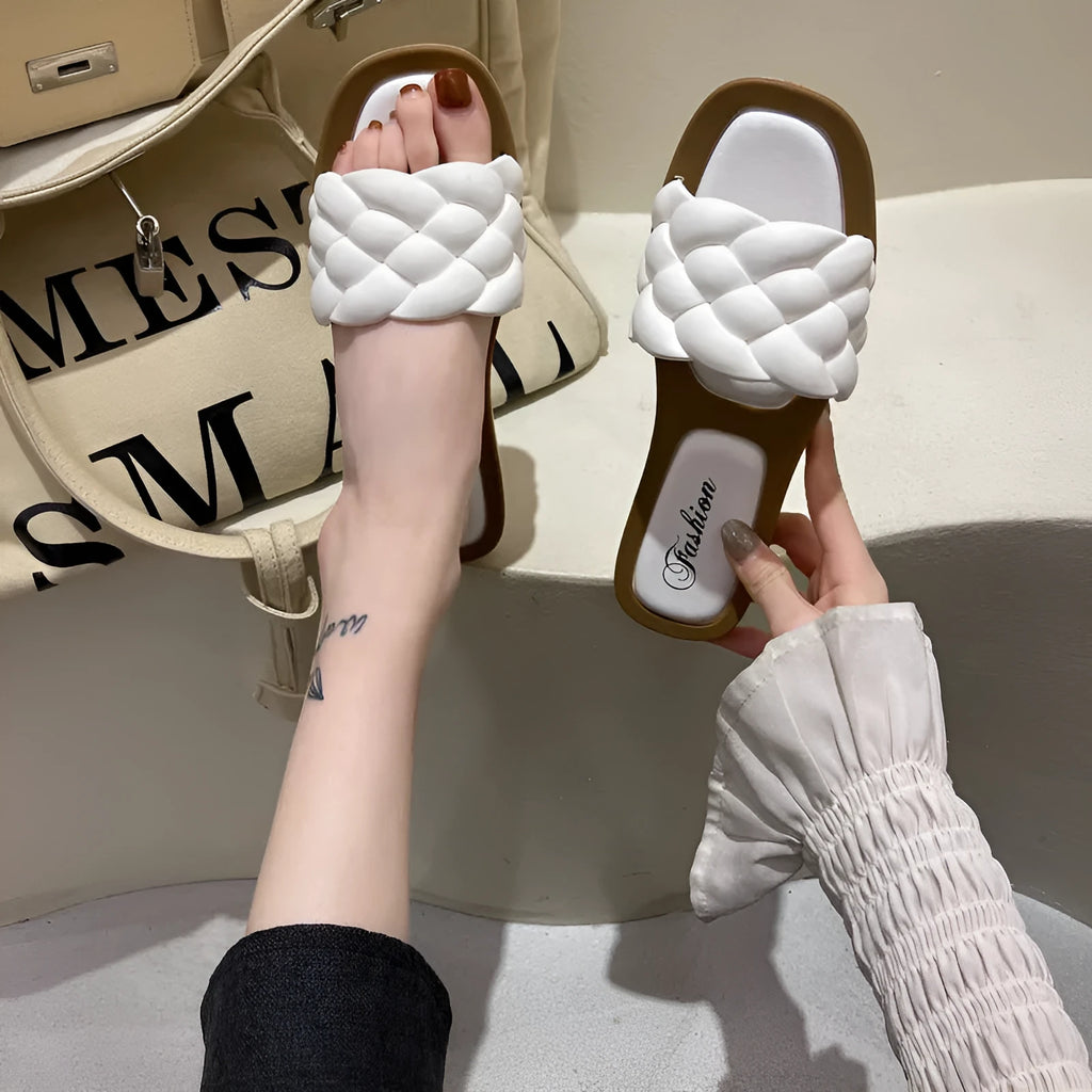 Women's plaid pattern anti-skid sandals with thick PVC soles in four colour options