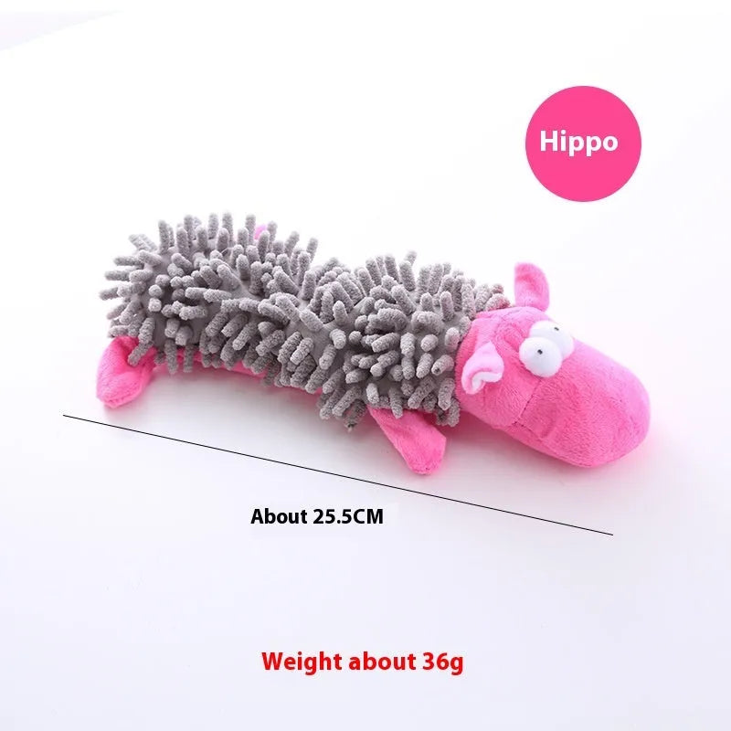 Plush microfiber horse molar dog toy in six animal colour variations