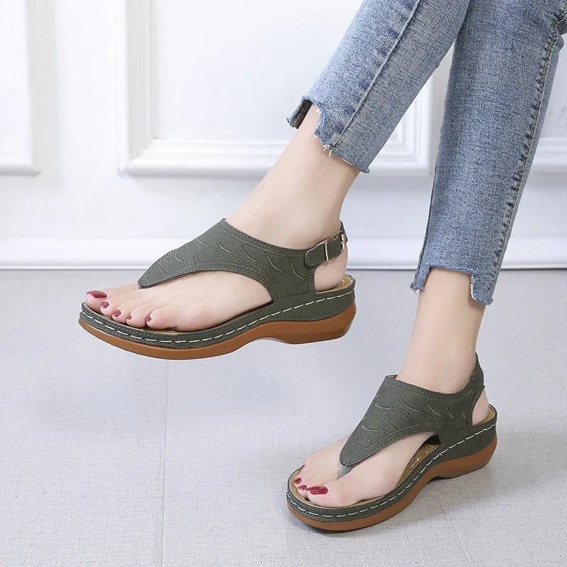 Women's wedge heel sandals with adjustable back strap in five colour options