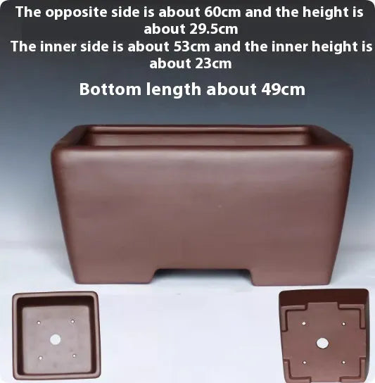 Purple clay square succulent bonsai pot with classical design for plant display