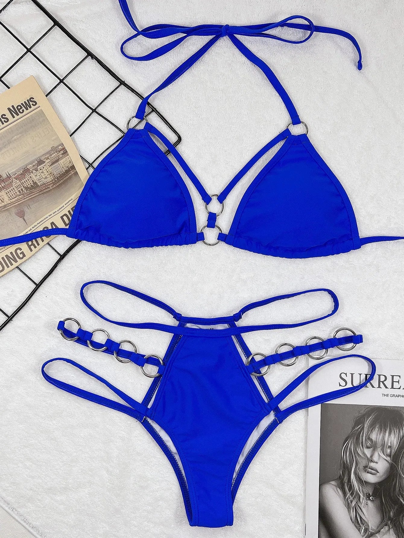 Women's separated bikini swimwear set in nylon fabric with multiple colour options