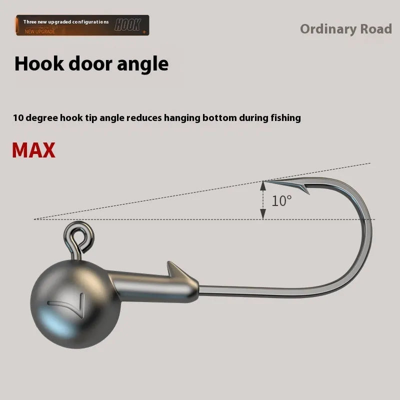 Set of 50 enhanced fishing jig hooks with lead heads and 4-times strengthened steel construction