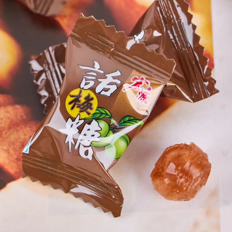 Assortment bag containing three separate packets of Plum Sugar, Guava, and Tangerine Peel flavoured hard candy.