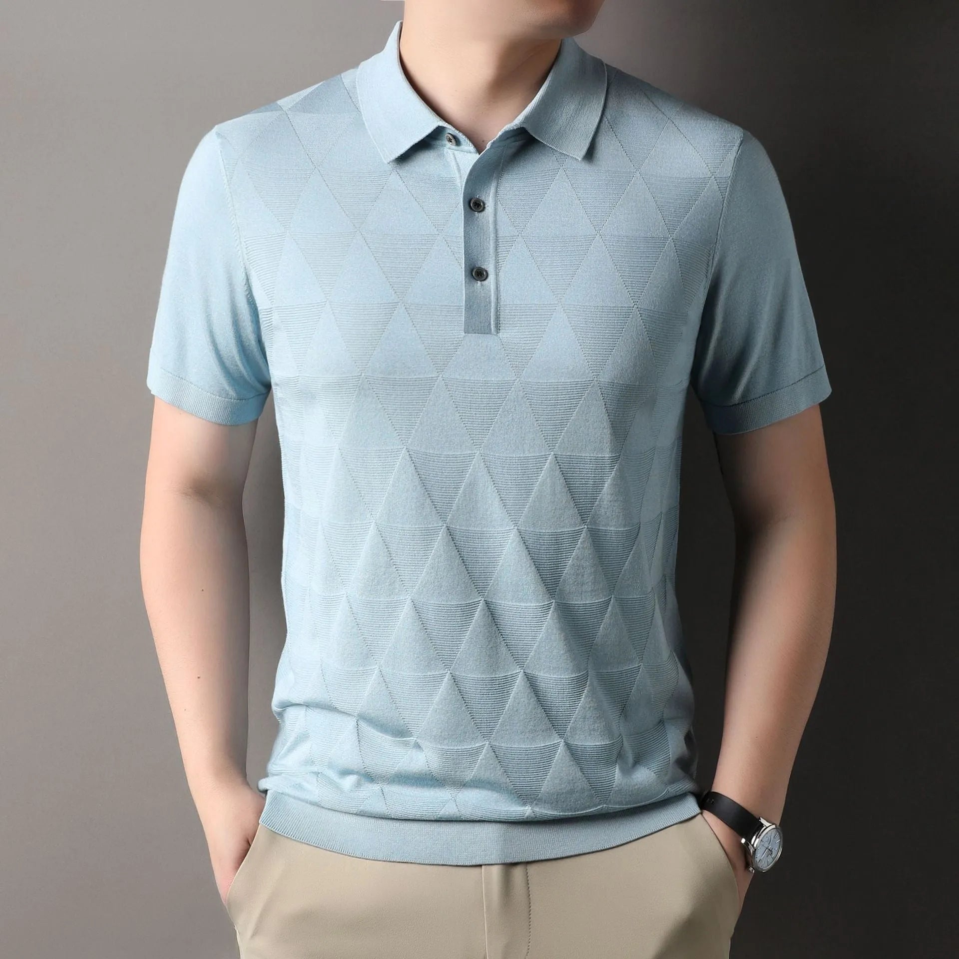 Men's thin ice silk t-shirt in lyocell fabric with short sleeves and regular fit