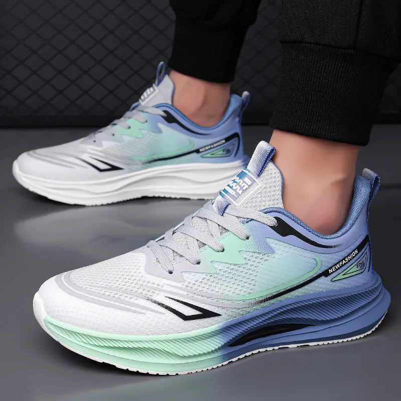 Men's black mesh casual shoes with rubber soles and platform heels
