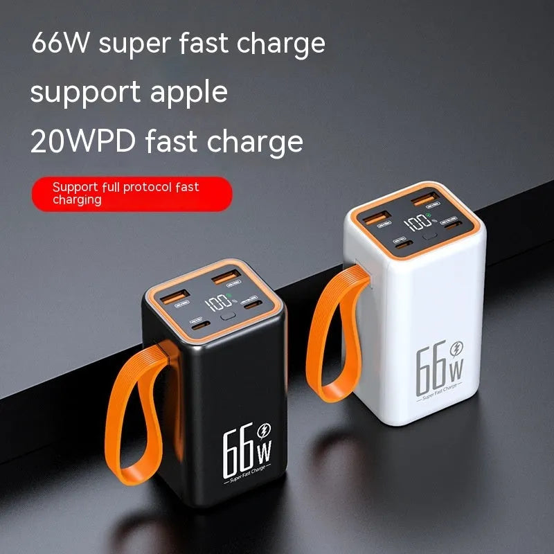 PD66W fast charge 20000 MA power bank in black or white with creative design and plastic shell