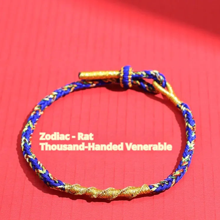 Hand-woven eight-strand adjustable carrying strap in colourful zodiac design