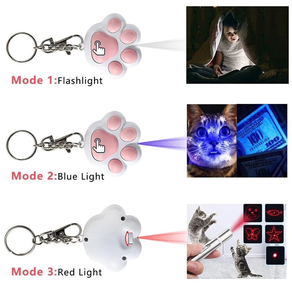 USB rechargeable infrared laser teaser toy for cats with keychain attachment