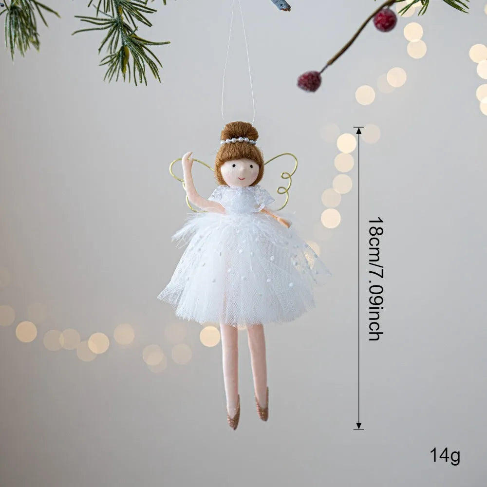 Pink and white ballet angel plush doll pendant with modern simplicity design