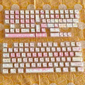 Meow Meow Team tall five-sided dye-sublimation 141-piece mechanical keyboard keycap set laid out.