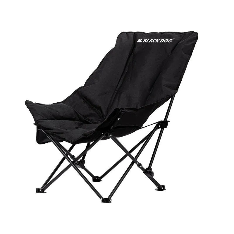Night Black portable camping recliner folding chair with thickened Oxford cloth fabric