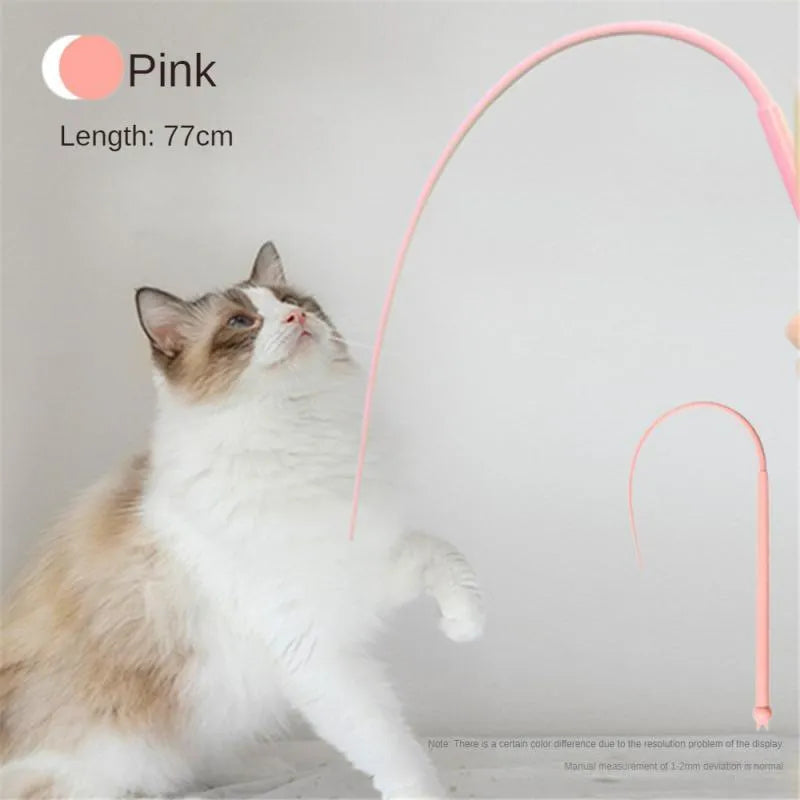 Blue simulated mouse tail cat toy with silicone tail and ABS cat head for interactive play