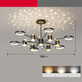 Black iron pendant chandelier with 13 light heads in Nordic star design