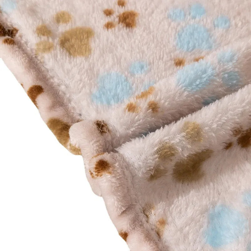 Cartoon anime dog blanket with double-sided flannel texture in blue dog or dog's paw designs