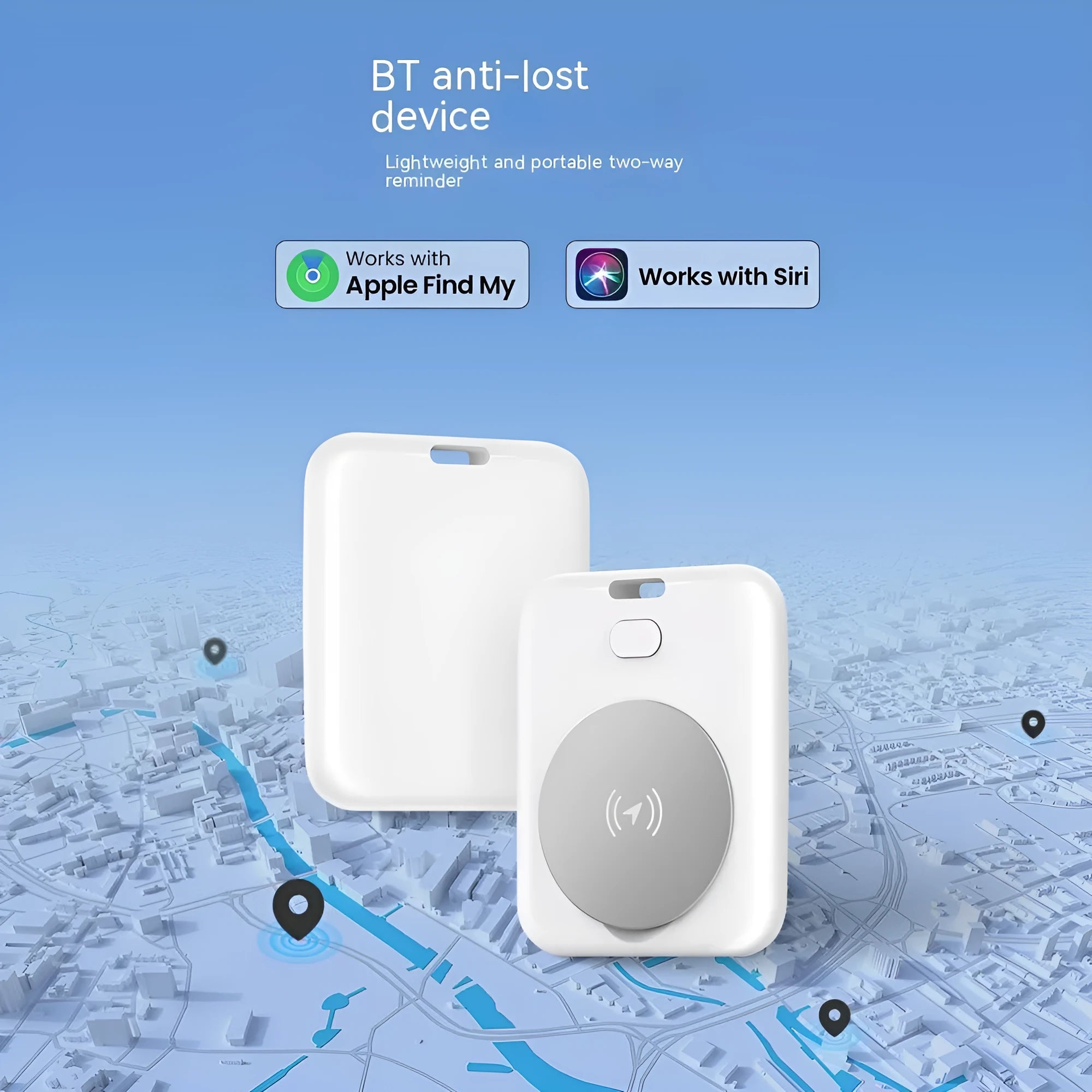White pet tracking device for Apple users with portable wearing method
