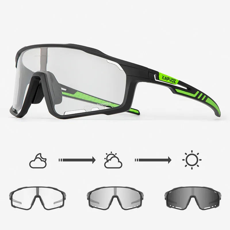 Colour-changing cycling sunglasses with photochromic lens and TR90 frame