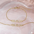 Stainless steel digital bracelet with diamond studded numbers, matching necklace option