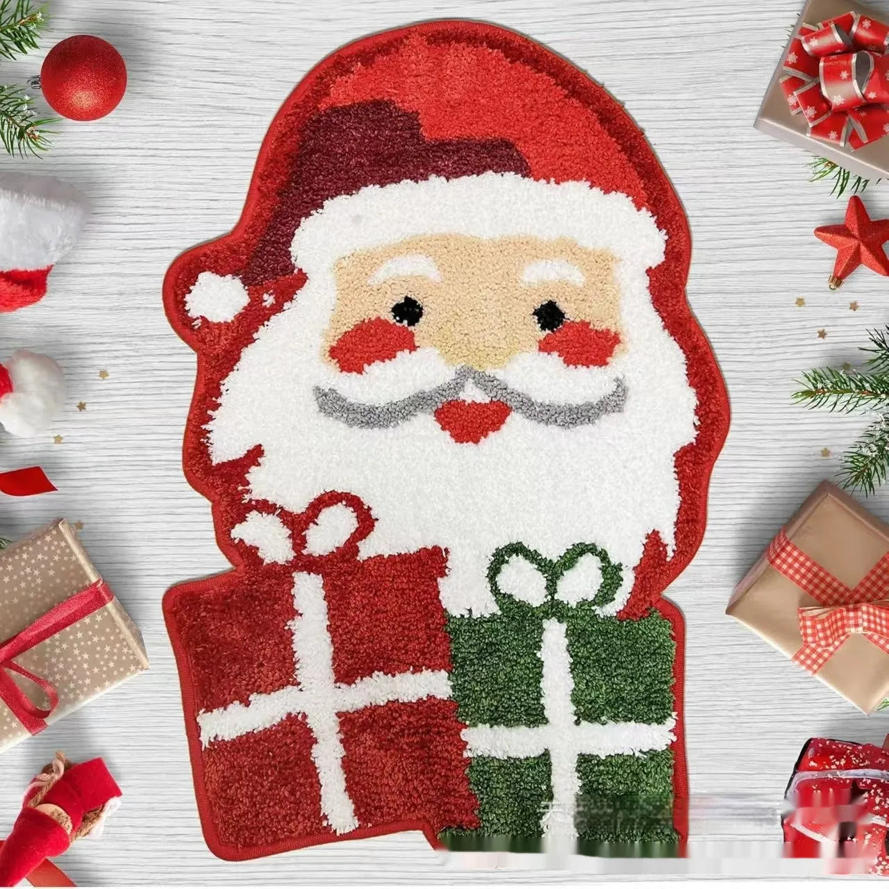 Christmas geometric pattern hallway mat with non-slip backing in multiple size options