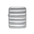 Black elastic laptop sleeve for 9.7-11 inch devices with puff cushioning and waterproof polyester