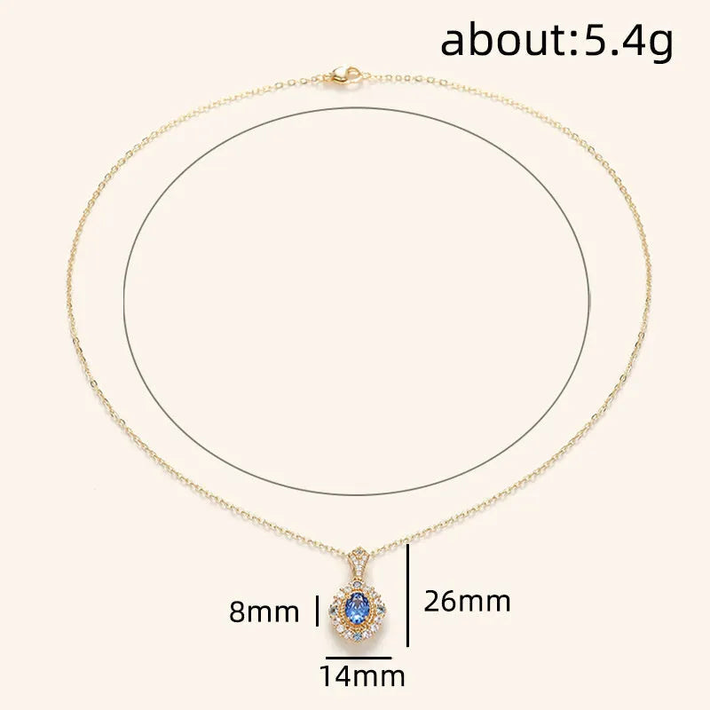 Yellow gold royal necklace with mixed gem zircon pendant on adjustable box chain