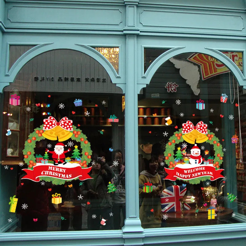 Large Christmas window sticker with anime pattern, 60 × 45cm electrostatic PVC decal for glass surfaces
