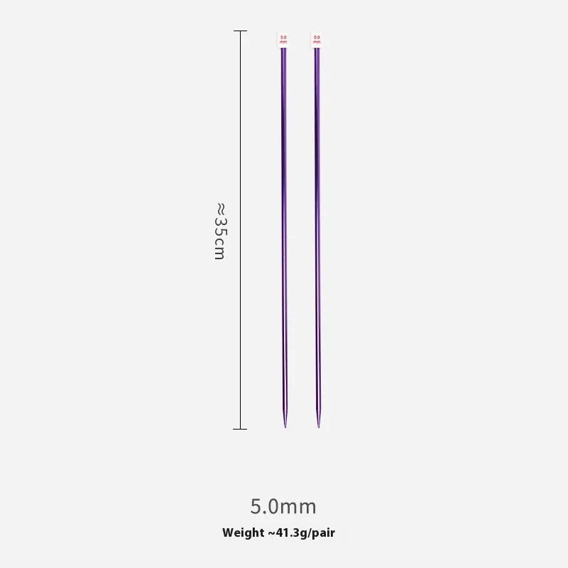 Set of lengthened crochet hooks in various sizes from 2.0mm to 10.0mm, each with a protective end cap.